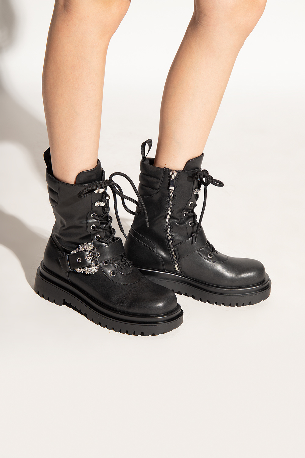 Strappy combat online boots